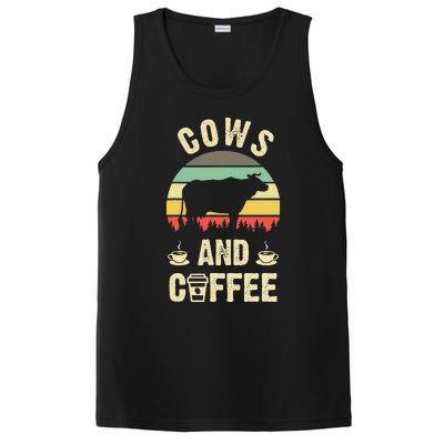 I like Cows & Coffee Funny vintage Pet theme lover PosiCharge Competitor Tank