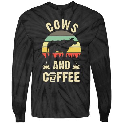 I like Cows & Coffee Funny vintage Pet theme lover Tie-Dye Long Sleeve Shirt