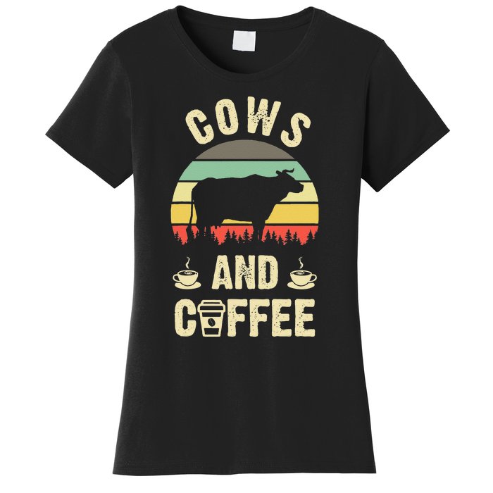 I like Cows & Coffee Funny vintage Pet theme lover Women's T-Shirt