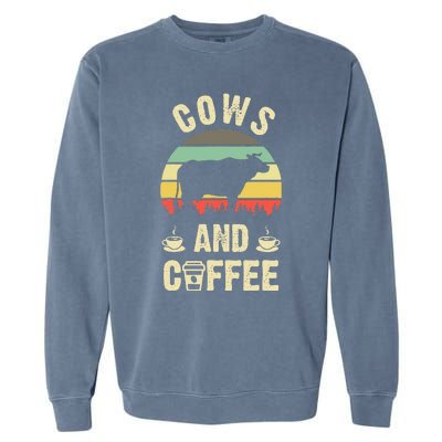 I like Cows & Coffee Funny vintage Pet theme lover Garment-Dyed Sweatshirt