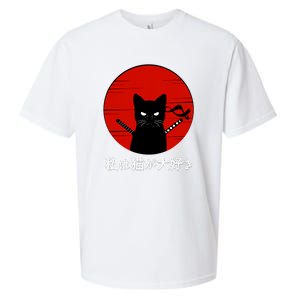 I Love Cats Japanese Sunset Samurai Cat Kitten Lover Sueded Cloud Jersey T-Shirt