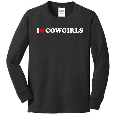 I Love Cow I Heart Cow Lover Funny Cowboy Lover Kids Long Sleeve Shirt