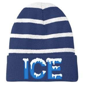 Ice Logo Costume Striped Beanie with Solid Band