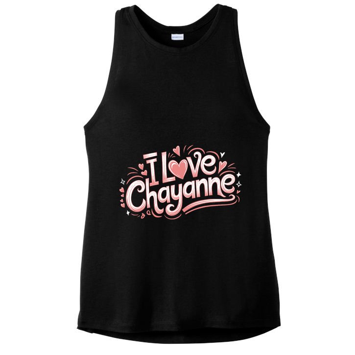 I Love Chayanne Girlfriend Boyfriend Couples First Name Ladies PosiCharge Tri-Blend Wicking Tank