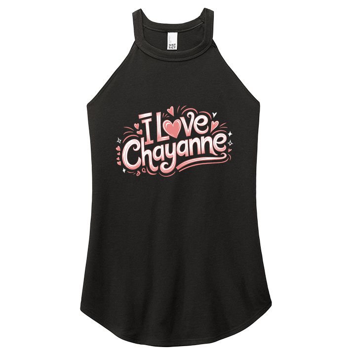 I Love Chayanne Girlfriend Boyfriend Couples First Name Women's Perfect Tri Rocker Tank