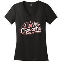 I Love Chayanne Girlfriend Boyfriend Couples First Name Women's V-Neck T-Shirt