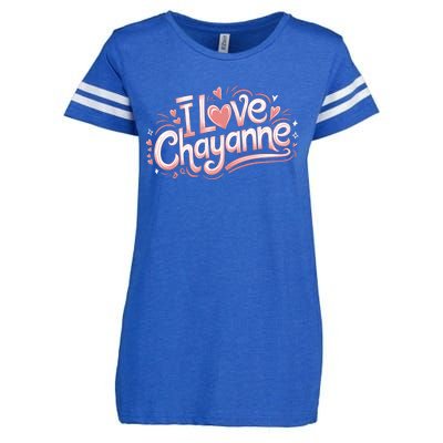 I Love Chayanne Girlfriend Boyfriend Couples First Name Enza Ladies Jersey Football T-Shirt