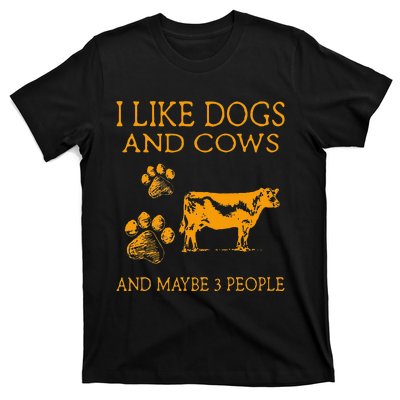 I Like Cows And Maybe Like 3 People Cow Farmer Retro T-Shirt