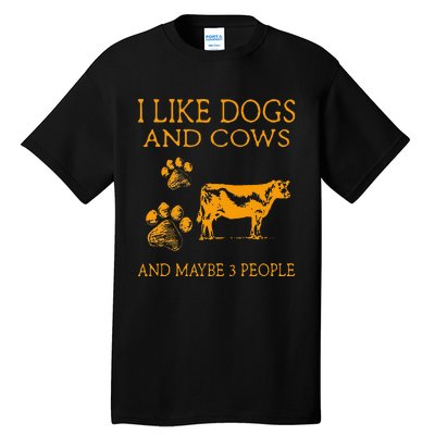 I Like Cows And Maybe Like 3 People Cow Farmer Retro Tall T-Shirt