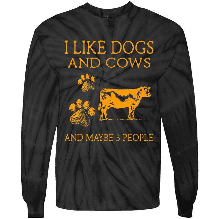 I Like Cows And Maybe Like 3 People Cow Farmer Retro Tie-Dye Long Sleeve Shirt