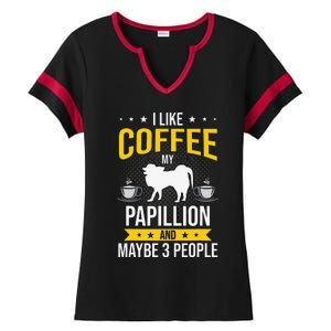 I Like Coffee Papillion Maybe 3 People Dog Lover Ladies Halftime Notch Neck Tee