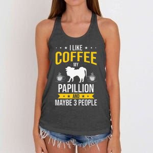 I Like Coffee Papillion Maybe 3 People Dog Lover Women's Knotted Racerback Tank