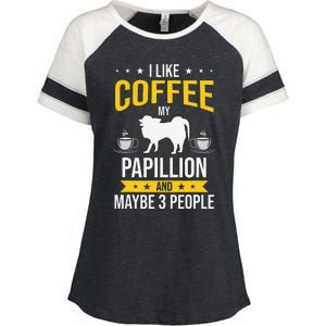 I Like Coffee Papillion Maybe 3 People Dog Lover Enza Ladies Jersey Colorblock Tee