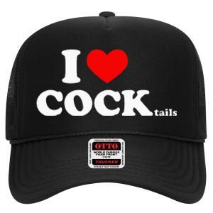 I Love Cocktails I Heart Cocktail Funny Drinking Party High Crown Mesh Back Trucker Hat