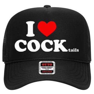 I Love Cocktails I Heart Cocktail Funny Drinking Party High Crown Mesh Back Trucker Hat