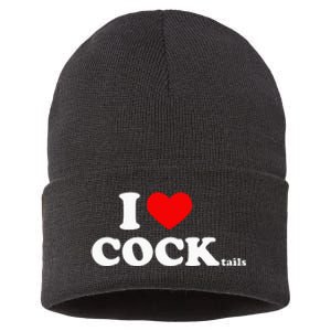 I Love Cocktails I Heart Cocktail Funny Drinking Party Sustainable Knit Beanie