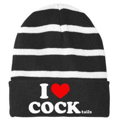 I Love Cocktails I Heart Cocktail Funny Drinking Party Striped Beanie with Solid Band