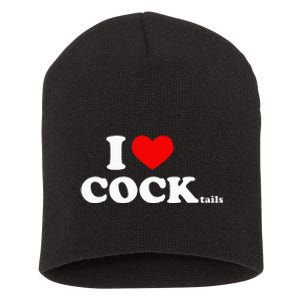 I Love Cocktails I Heart Cocktail Funny Drinking Party Short Acrylic Beanie