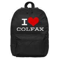 I Love Colfax Colorado 16 in Basic Backpack