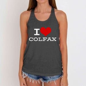 I Love Colfax Colorado Women's Knotted Racerback Tank