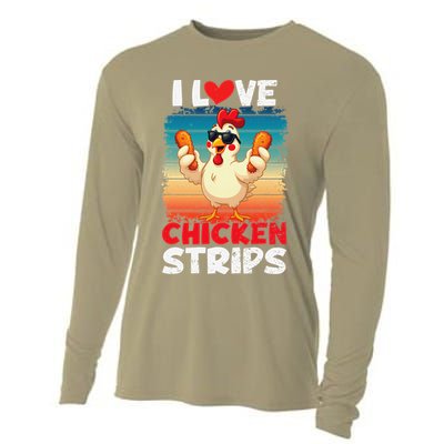 I Love Chicken Strips Crispy Chicken Fingers Fast Food Cooling Performance Long Sleeve Crew