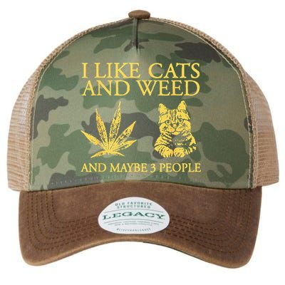 I Like Cats And Weed And Maybe 3 People Legacy Tie Dye Trucker Hat