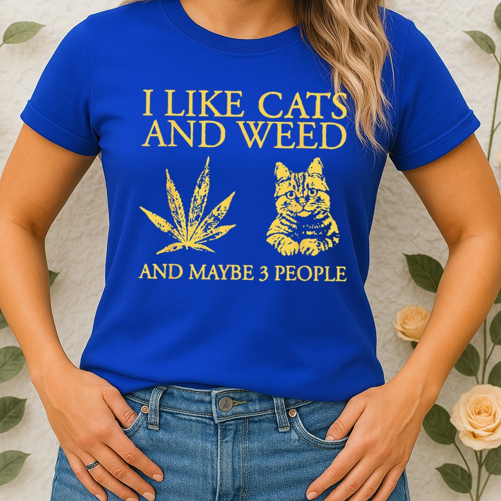 I Like Cats And Weed And Maybe 3 People Womens T-Shirt
