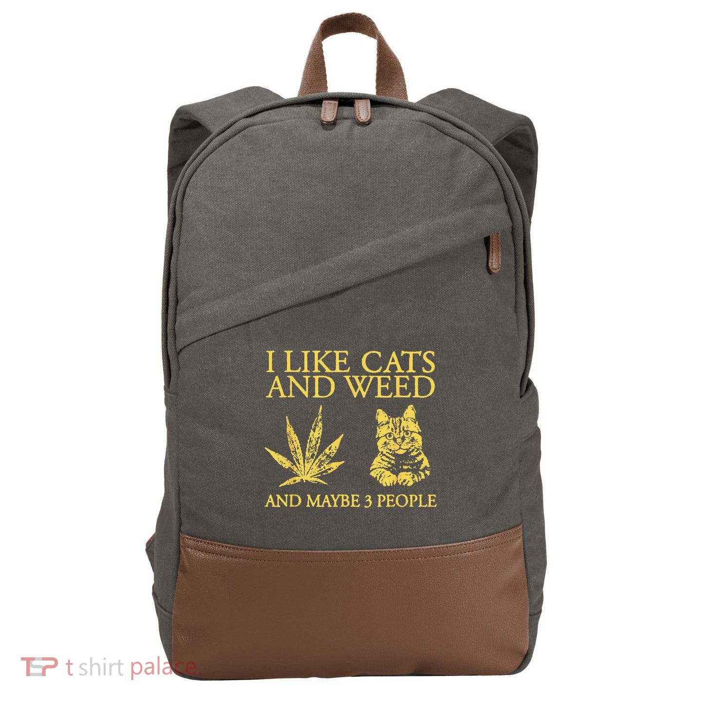 I Like Cats And Weed And Maybe 3 People Cotton Canvas Backpack
