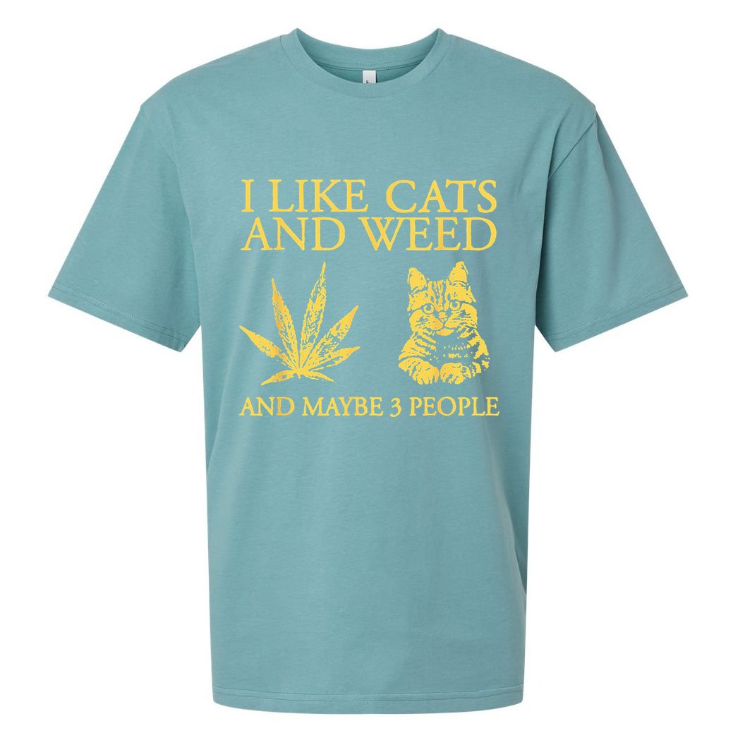 I Like Cats And Weed And Maybe 3 People Sueded Cloud Jersey T-Shirt