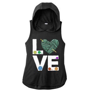 I Love Crochet And Knitting Great Gift Funny Crocheting Lover Gift Ladies PosiCharge Tri-Blend Wicking Draft Hoodie Tank