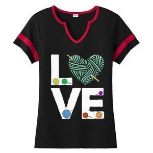 I Love Crochet And Knitting Great Gift Funny Crocheting Lover Gift Ladies Halftime Notch Neck Tee