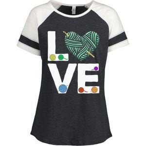 I Love Crochet And Knitting Great Gift Funny Crocheting Lover Gift Enza Ladies Jersey Colorblock Tee