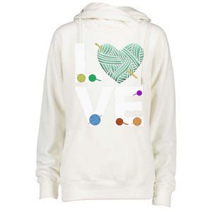 I Love Crochet And Knitting Great Gift Funny Crocheting Lover Gift Womens Funnel Neck Pullover Hood