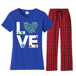 I Love Crochet And Knitting Great Gift Funny Crocheting Lover Gift Women's Flannel Pajama Set