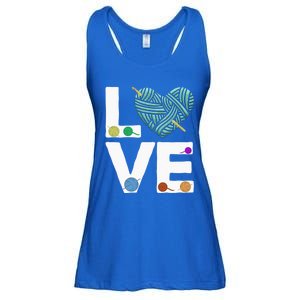 I Love Crochet And Knitting Great Gift Funny Crocheting Lover Gift Ladies Essential Flowy Tank