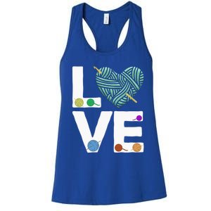 I Love Crochet And Knitting Great Gift Funny Crocheting Lover Gift Women's Racerback Tank