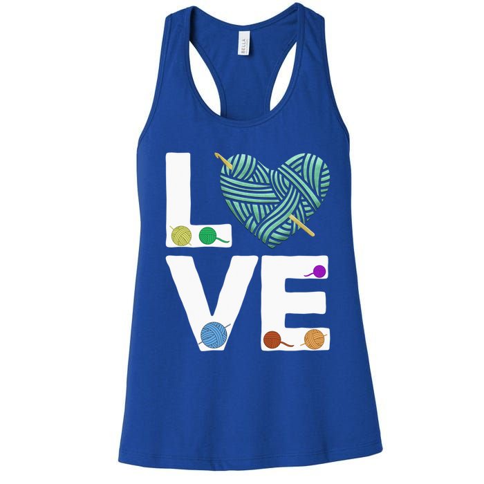 I Love Crochet And Knitting Great Gift Funny Crocheting Lover Gift Women's Racerback Tank