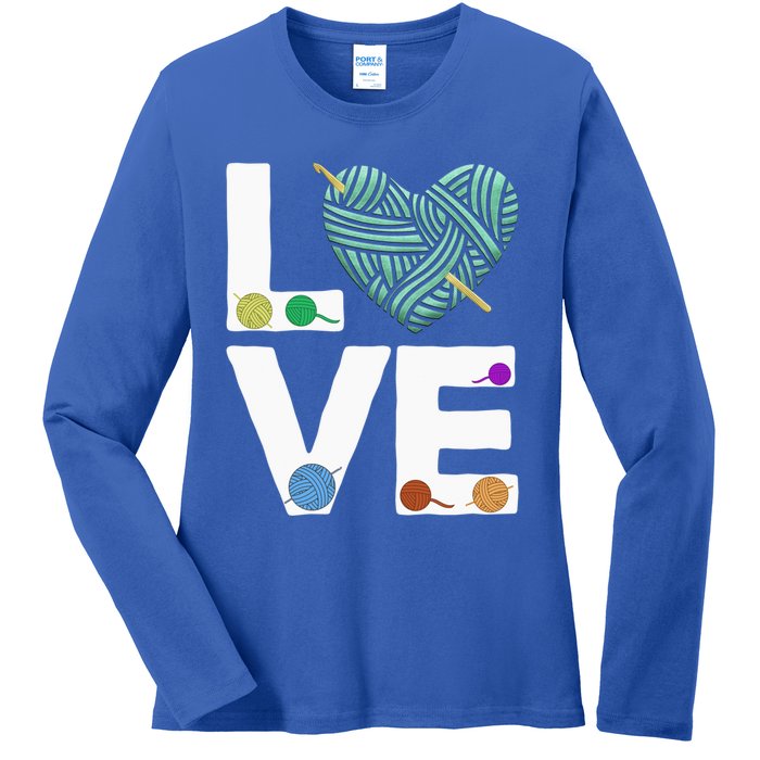 I Love Crochet And Knitting Great Gift Funny Crocheting Lover Gift Ladies Long Sleeve Shirt