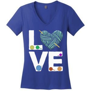 I Love Crochet And Knitting Great Gift Funny Crocheting Lover Gift Women's V-Neck T-Shirt