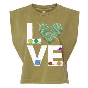 I Love Crochet And Knitting Great Gift Funny Crocheting Lover Gift Garment-Dyed Women's Muscle Tee