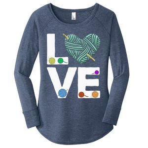 I Love Crochet And Knitting Great Gift Funny Crocheting Lover Gift Women's Perfect Tri Tunic Long Sleeve Shirt