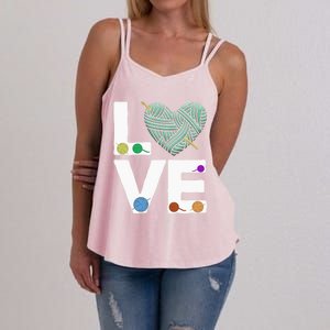 I Love Crochet And Knitting Great Gift Funny Crocheting Lover Gift Women's Strappy Tank