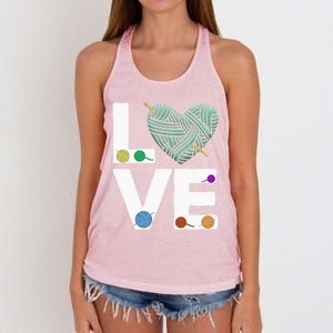 I Love Crochet And Knitting Great Gift Funny Crocheting Lover Gift Women's Knotted Racerback Tank