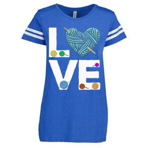 I Love Crochet And Knitting Great Gift Funny Crocheting Lover Gift Enza Ladies Jersey Football T-Shirt