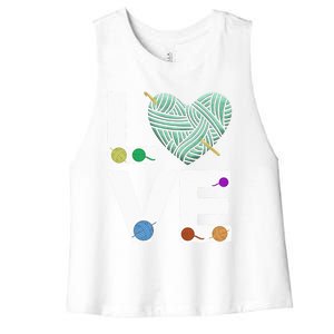 I Love Crochet And Knitting Great Gift Funny Crocheting Lover Gift Women's Racerback Cropped Tank