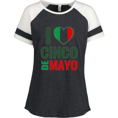 I Love Cinco De Mayo Enza Ladies Jersey Colorblock Tee