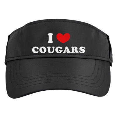 I Love Cougars I Heart Cougars Adult Drive Performance Visor