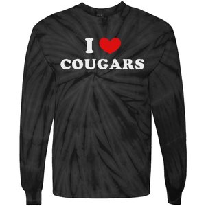 I Love Cougars I Heart Cougars Tie-Dye Long Sleeve Shirt