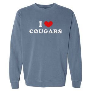 I Love Cougars I Heart Cougars Garment-Dyed Sweatshirt