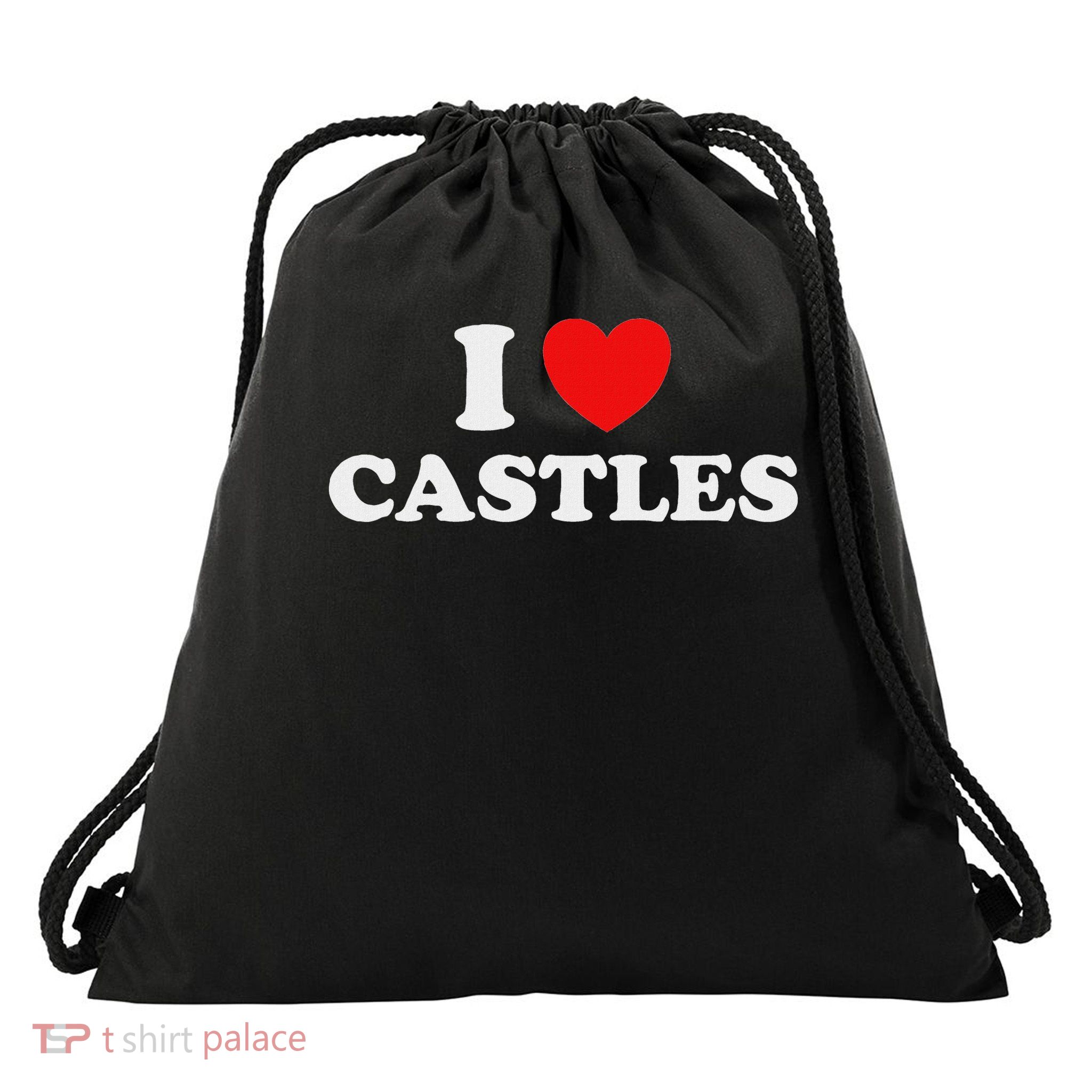I Love Castles Funny Medieval Times Architecture Knight Fan Drawstring Bag